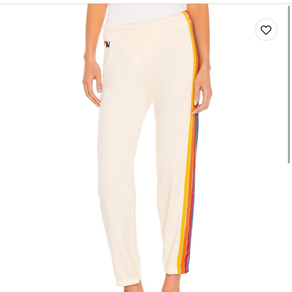Aviator Nation 5 Stripe Sweatpants in Vintage White